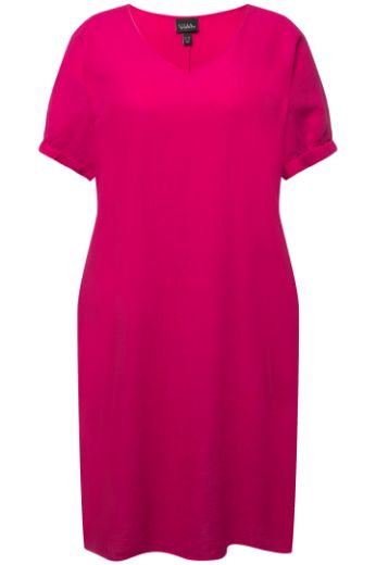 Plus size veliki brojevi Haljina V ovratnika kratkih rukava za punije