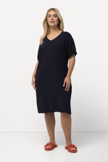 Plus size veliki brojevi Haljina V ovratnika kratkih rukava za punije