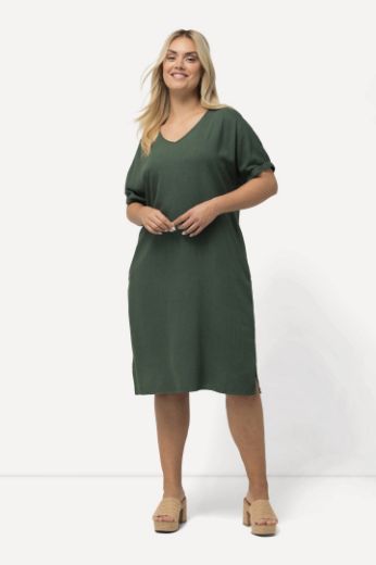 Plus size veliki brojevi Haljina V ovratnika kratkih rukava za punije