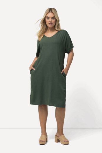 Plus size veliki brojevi Haljina V ovratnika kratkih rukava za punije