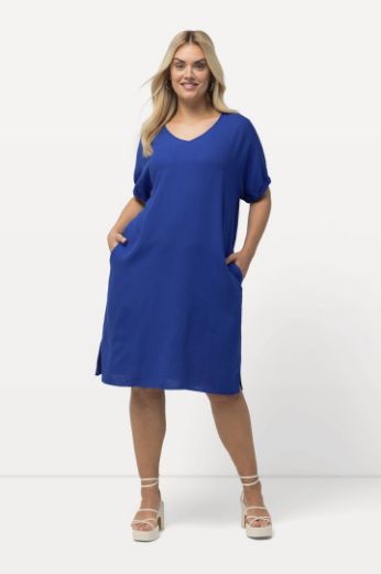 Plus size veliki brojevi Haljina V ovratnika kratkih rukava za punije