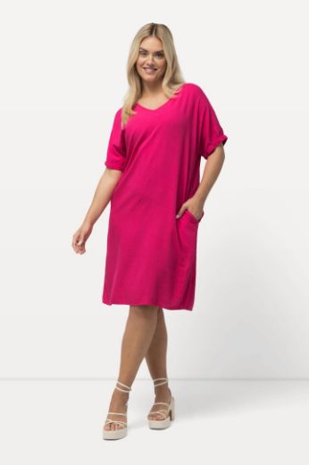 Plus size veliki brojevi Haljina V ovratnika kratkih rukava za punije