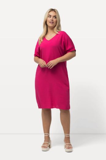 Plus size veliki brojevi Haljina V ovratnika kratkih rukava za punije