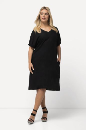 Plus size veliki brojevi Haljina V ovratnika kratkih rukava za punije