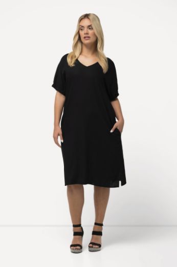Plus size veliki brojevi Haljina V ovratnika kratkih rukava za punije