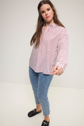 Plus size veliki brojevi Bluza dugih rukava na pruge za punije
