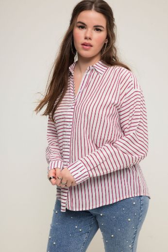 Plus size veliki brojevi Bluza dugih rukava na pruge za punije
