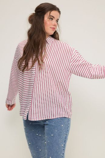 Plus size veliki brojevi Bluza dugih rukava na pruge za punije