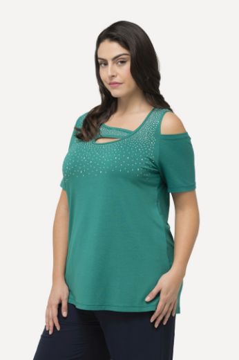 Plus size veliki brojevi Majica s otvorima i ukrasnim dodacima za punije