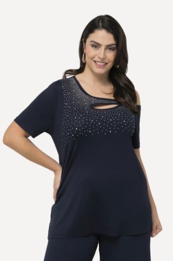 Plus size veliki brojevi Majica s otvorima i ukrasnim dodacima za punije