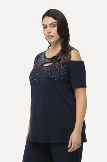 Plus size veliki brojevi Majica s otvorima i ukrasnim dodacima za punije