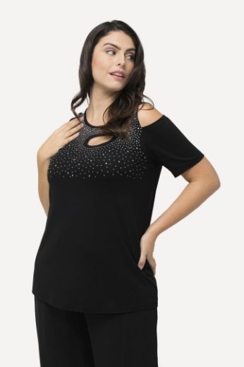 Plus size veliki brojevi Majica s otvorima i ukrasnim dodacima za punije