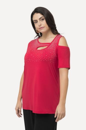 Plus size veliki brojevi Majica s otvorima i ukrasnim dodacima za punije