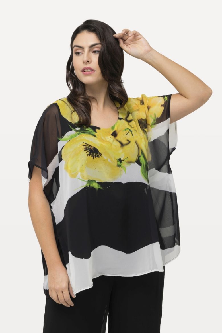 Plus size veliki brojevi Bluza elegantna s printom cvijeća i pruga za punije
