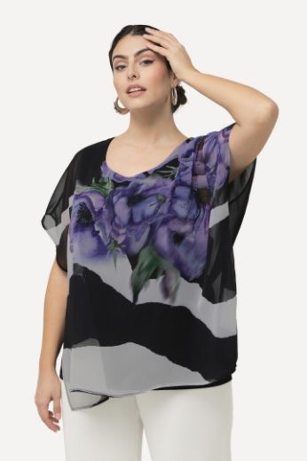 Plus size veliki brojevi Bluza elegantna s printom cvijeća i pruga za punije