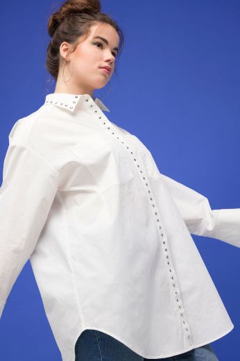 Plus size veliki brojevi Bluza dugih rukava s ukrasnim dodacima za punije