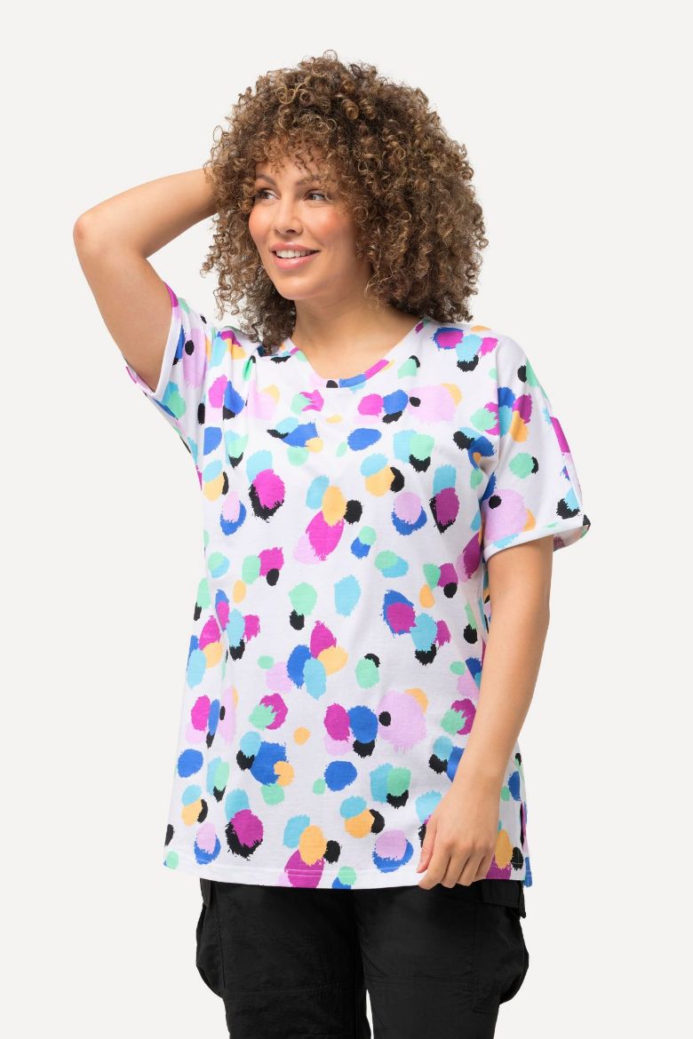 Plus size veliki brojevi Majica kratkih rukava s printom nepravilnih krugova za punije