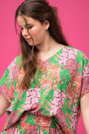 Plus size veliki brojevi Bluza V izreza s printom za punije