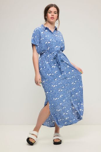 Plus size veliki brojevi Haljina na vezanje kratkih rukava za punije