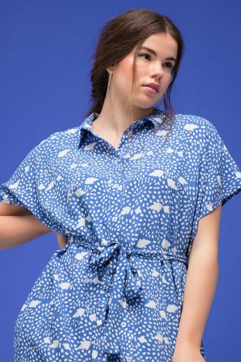 Plus size veliki brojevi Haljina na vezanje kratkih rukava za punije