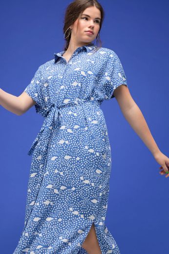 Plus size veliki brojevi Haljina na vezanje kratkih rukava za punije