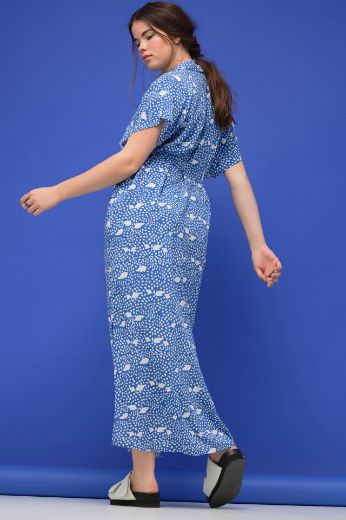 Plus size veliki brojevi Haljina na vezanje kratkih rukava za punije