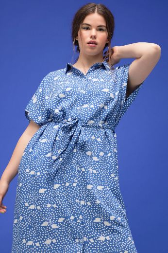 Plus size veliki brojevi Haljina na vezanje kratkih rukava za punije