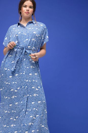 Plus size veliki brojevi Haljina na vezanje kratkih rukava za punije