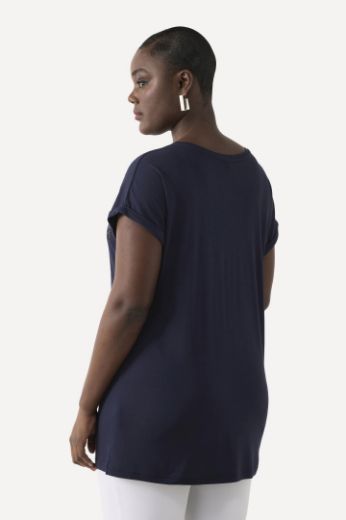 Plus size veliki brojevi Majica kratkih rukava s ukrasnim dodatkom V izreza za punije