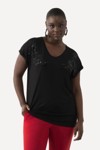 Plus size veliki brojevi Majica kratkih rukava s ukrasnim dodatkom V izreza za punije
