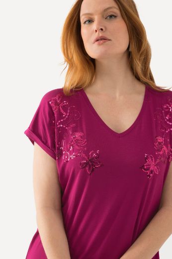 Plus size veliki brojevi Majica kratkih rukava s ukrasnim dodatkom V izreza za punije
