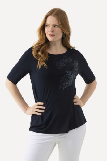 Plus size veliki brojevi Majica kratkih rukava s ukrasnim motivom lista za punije