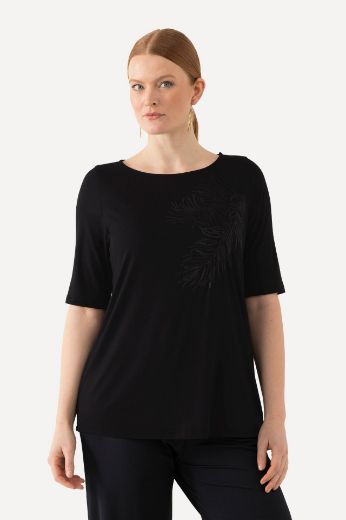 Plus size veliki brojevi Majica kratkih rukava s ukrasnim motivom lista za punije