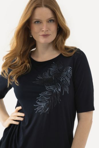 Plus size veliki brojevi Majica kratkih rukava s ukrasnim motivom lista za punije