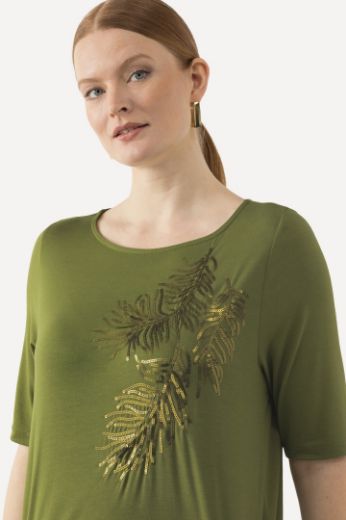 Plus size veliki brojevi Majica kratkih rukava s ukrasnim motivom lista za punije