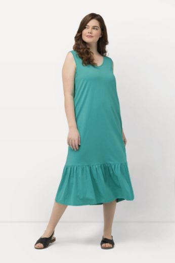 Plus size veliki brojevi Haljina bez rukava s volanom za punije