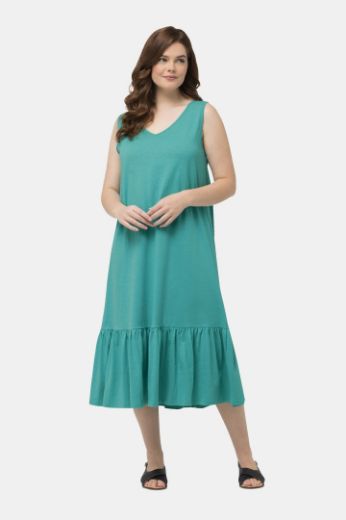Plus size veliki brojevi Haljina bez rukava s volanom za punije