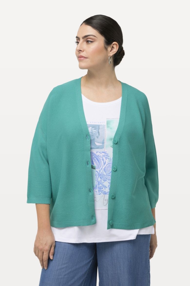 Plus size veliki brojevi Kardigan kraćeg kroja s 3/4 rukavima za punije