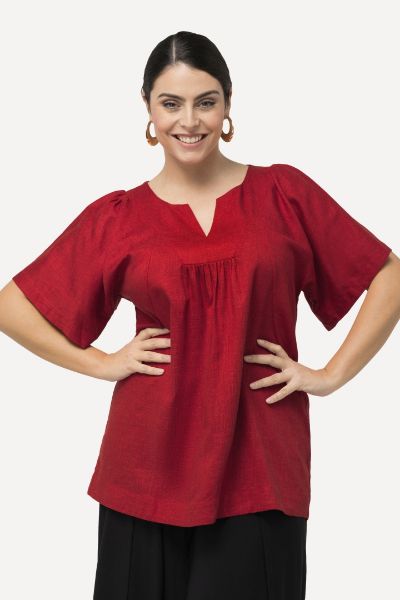 Veliki brojevi Bluza kratkih rukava V izreza moda za punije