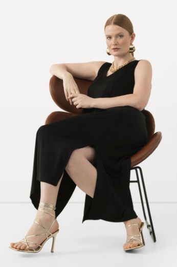 Plus size veliki brojevi Haljina bez rukava  V izreza za punije