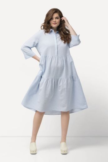 Plus size veliki brojevi Haljina lanena 3/4 rukavi za punije