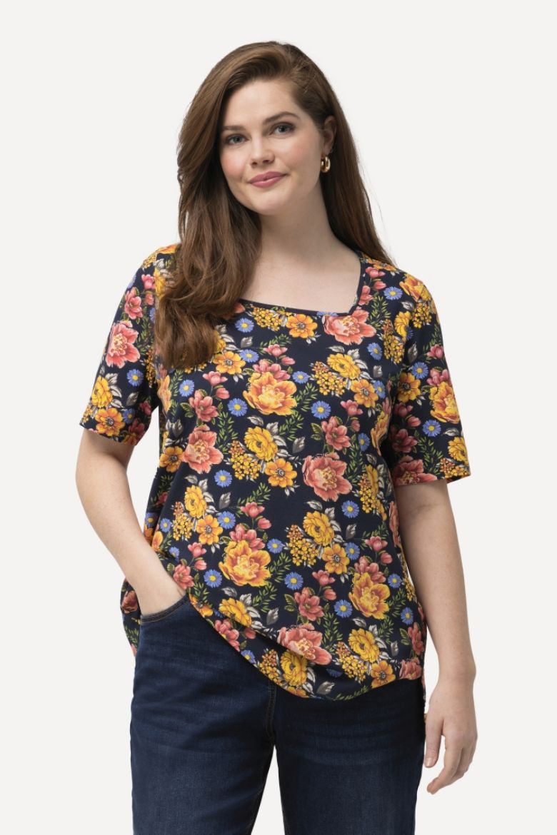 Plus size veliki brojevi Majica kratkih rukava cvjetnog printa za punije