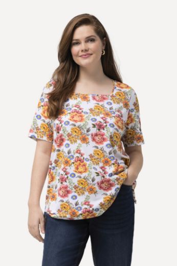 Plus size veliki brojevi Majica kratkih rukava cvjetnog printa za punije