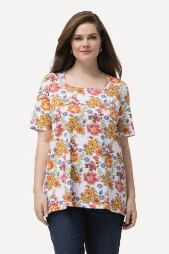 Plus size veliki brojevi Majica kratkih rukava cvjetnog printa za punije