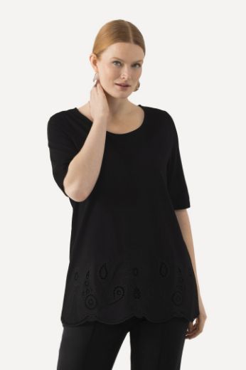 Plus size veliki brojevi Majica kratkih rukava s ukrasnim vezom za punije