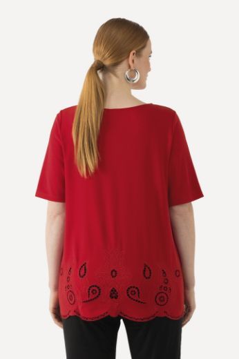 Plus size veliki brojevi Majica kratkih rukava s ukrasnim vezom za punije