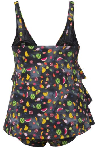 Plus size veliki brojevi Kupaći kostim Tankini s volanima i printom voća za punije