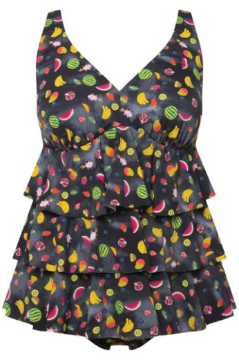 Plus size veliki brojevi Kupaći kostim Tankini s volanima i printom voća za punije