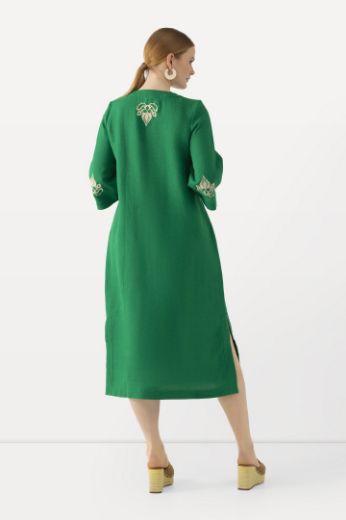 Plus size veliki brojevi Haljina 3/4 rukavi s ukrasnim vezom za punije