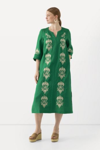 Plus size veliki brojevi Haljina 3/4 rukavi s ukrasnim vezom za punije